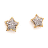 Silver & Gold Star Earrings with Diamonds